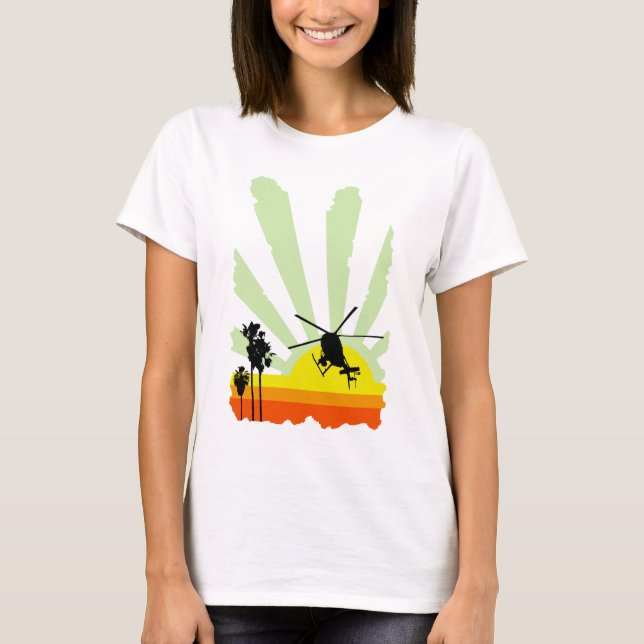 Helicopter and Sunset T-Shirt (Front)