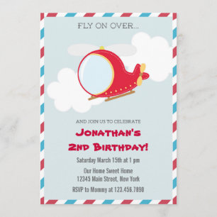 Helicopter Birthday Party Invitation
