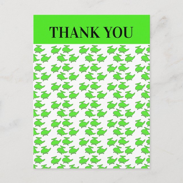 Helicopter Birthday Party Thank You Postcard (Front)