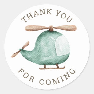 Helicopter Birthday Thank You Kids Party Favour Classic Round Sticker