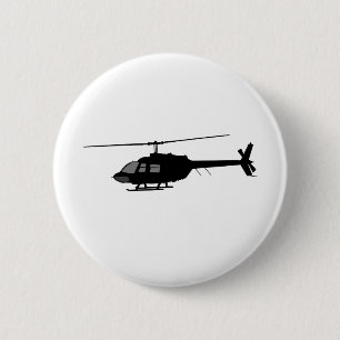 Helicopter Chopper Silhouette Customize Colour 2 Inch Round Button