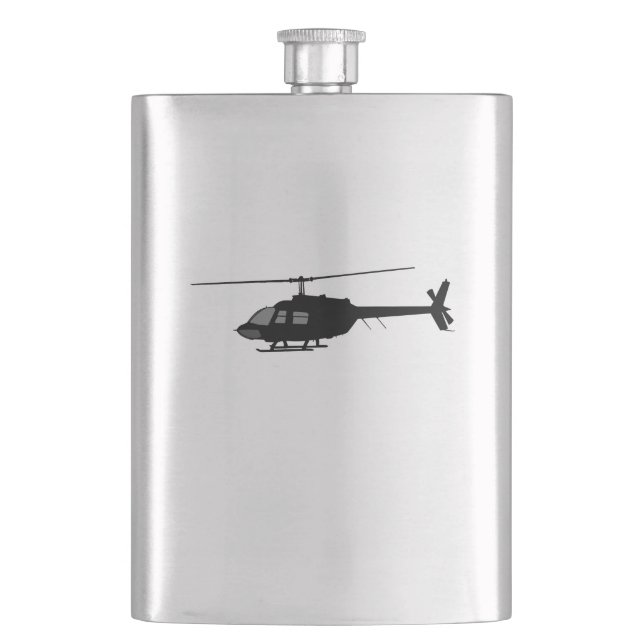 Helicopter Chopper Silhouette Customize Colour Hip Flask (Front)