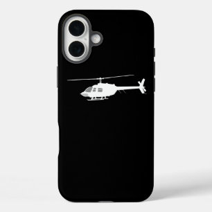 Helicopter Chopper Silhouette Flying Black iPhone 16 Plus Case