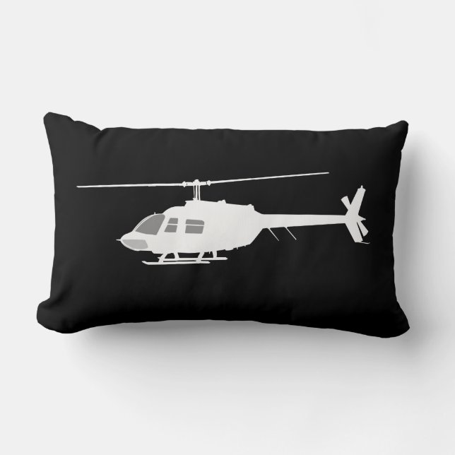 Helicopter Chopper Silhouette Flying Black Lumbar Pillow (Front)
