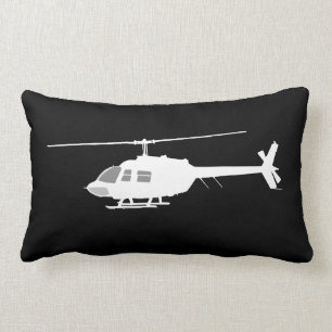Helicopter Chopper Silhouette Flying Black Lumbar Pillow