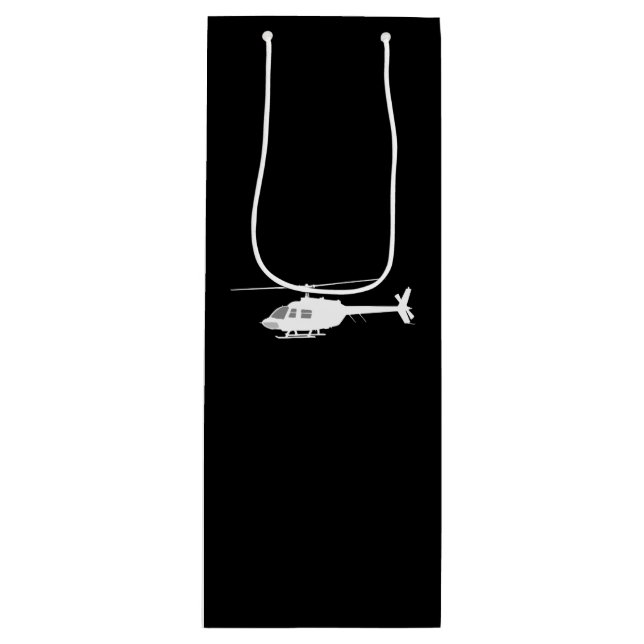 Helicopter Chopper Silhouette Flying Black Wine Gift Bag (Front)