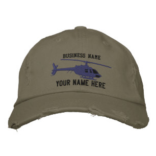 Helicopter Chopper Silhouette Personalize This Embroidered Hat