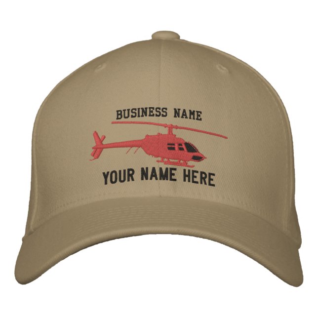 Helicopter Chopper Silhouette Personalize This Embroidered Hat (Front)