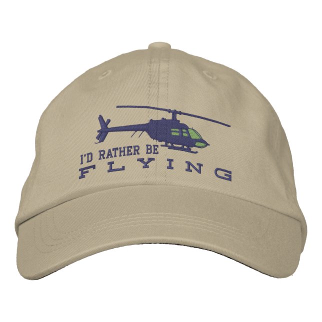 Helicopter Chopper Silhouette Rather Be Flying Embroidered Hat (Front)