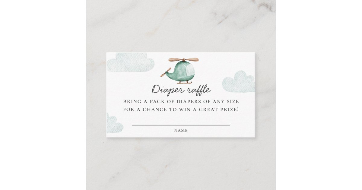 Helicopter Raffle Helicopter Diaper Raffle Ticket | Baby Shower Game Enclosure Card | Zazzle