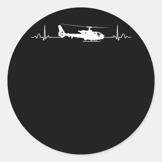 Helicopter Heartbeat for Pilots and Aviators Classic Round Sticker (Front)