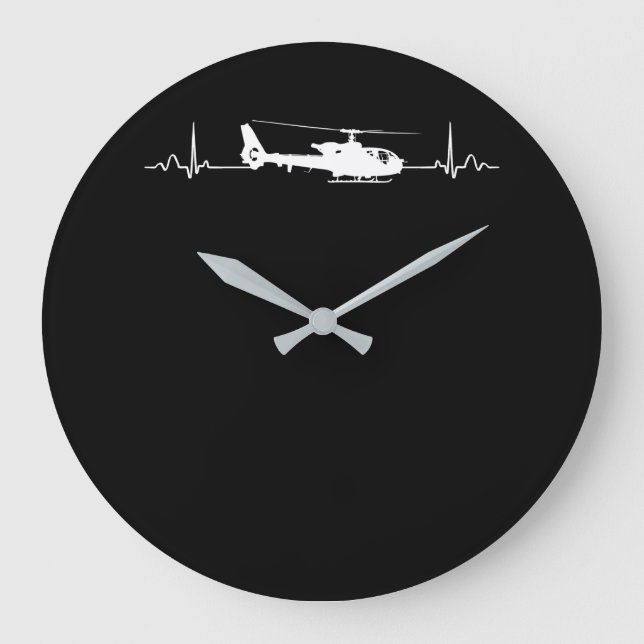Helicopter Heartbeat for Pilots and Aviators Large Clock (Front)