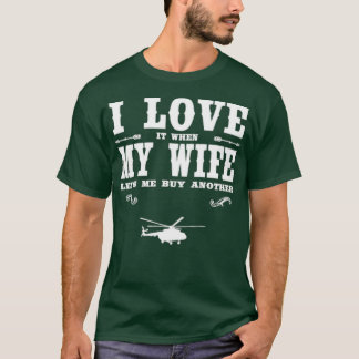 Helicopter I Love My Wife Funny Helicopter Lover  T-Shirt