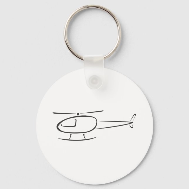 Helicopter in Swish Drawing Style Keychain (Front)