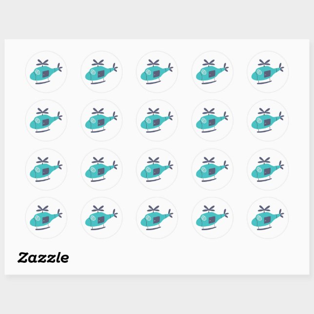 Helicopter Kids Classic Round Sticker (Sheet)