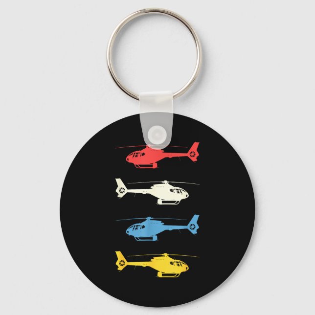 Helicopter Lot Vintage Aviation Flying Helicopters Keychain (Front)