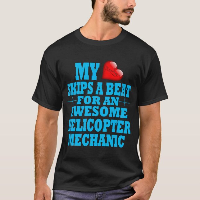 Helicopter Mechanic Valentine Diesel Engine Repair T-Shirt (Front)