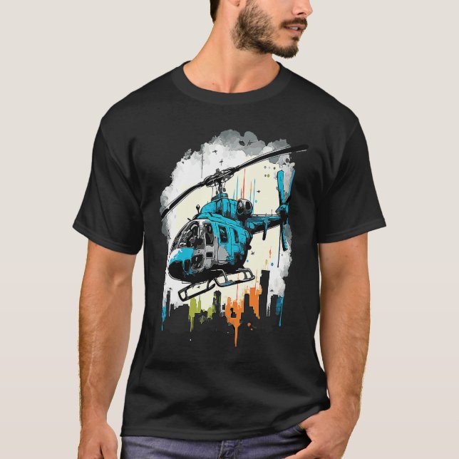 Helicopter over the city  graffiti T-Shirt (Front)