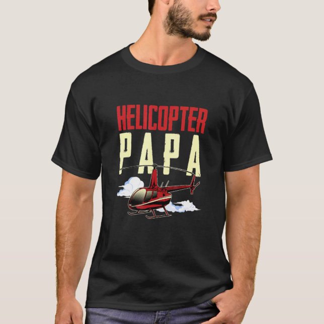Helicopter Papa Retro Flying Helicopter Pilot T-Shirt (Front)