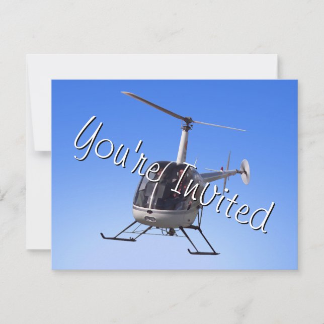 Helicopter Party Invitations Helicopter RSVP Card (Front)