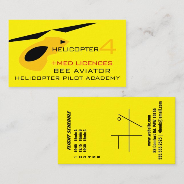 Helicopter Pilot Academy Business Card (Front/Back)