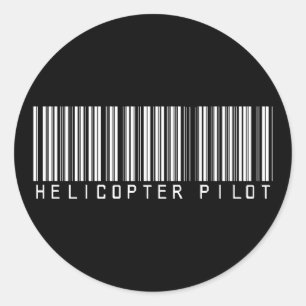 Helicopter Pilot Bar Code Classic Round Sticker
