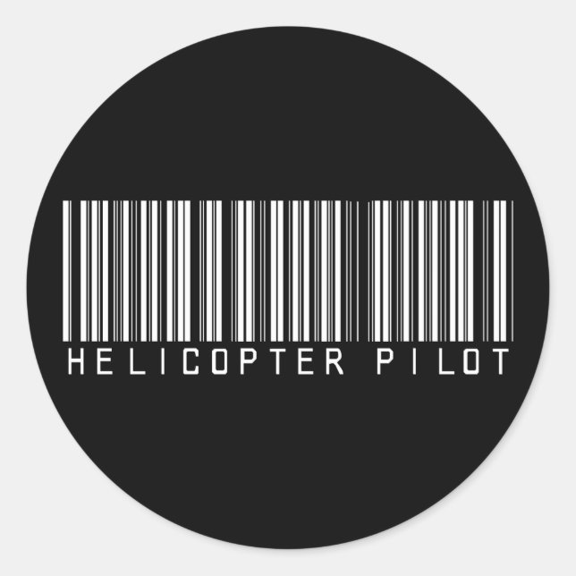 Helicopter Pilot Bar Code Classic Round Sticker (Front)