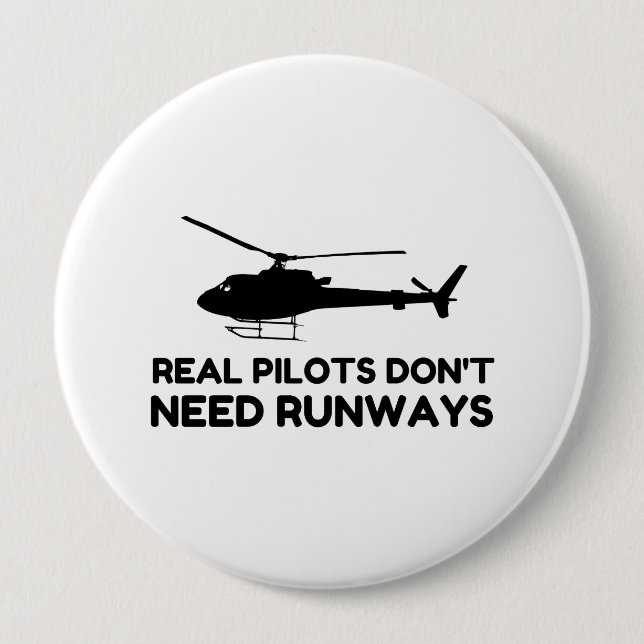 Helicopter PILOT RUNWAYS 4 Inch Round Button (Front)