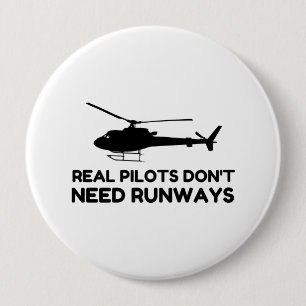 Helicopter PILOT RUNWAYS 4 Inch Round Button