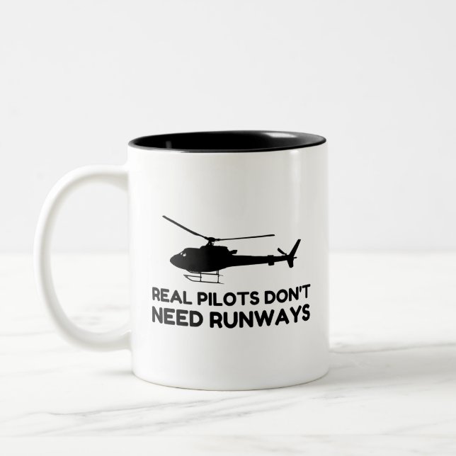 Helicopter PILOT RUNWAYS Two-Tone Coffee Mug (Left)