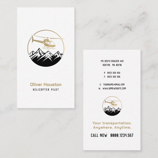Helicopter Pilot | Transportation Business Card (Front/Back)