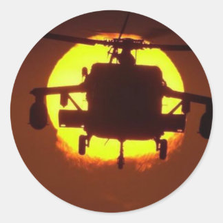 helicopter sun classic round sticker
