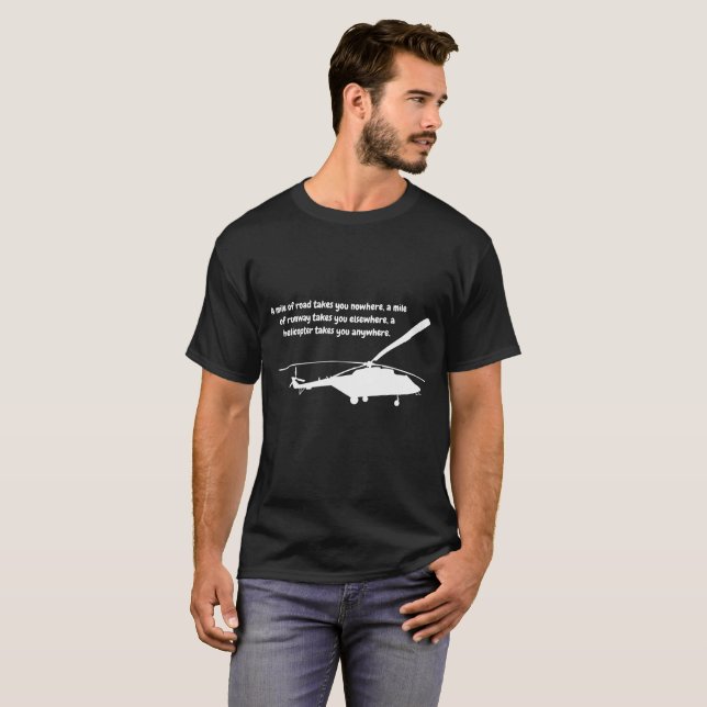 Helicopter T-shirt with Quotation (Front Full)