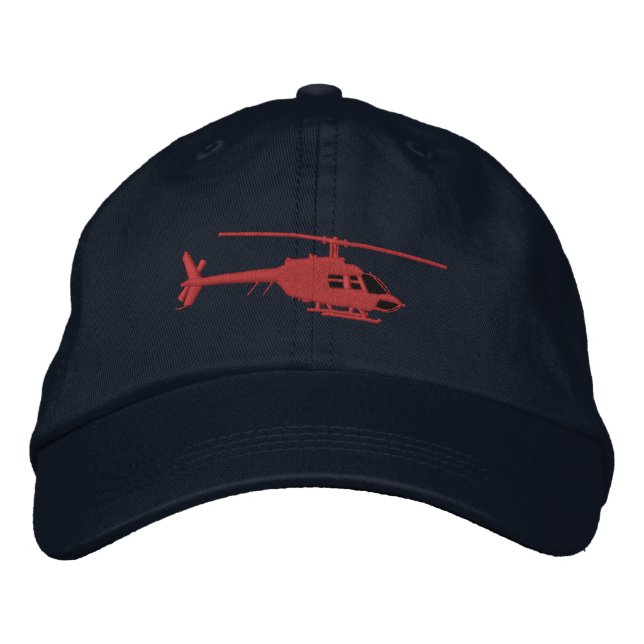 Helicopter Urban Chopper Silhouette Flying Embroidered Hat (Front)