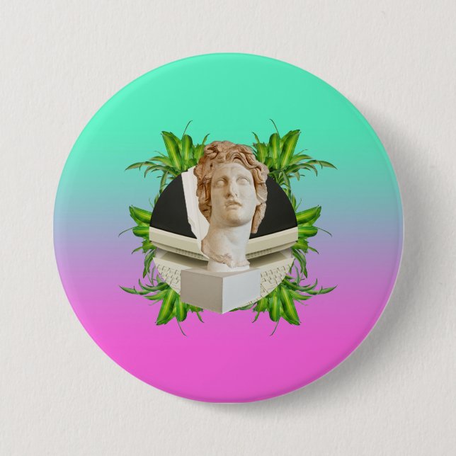 Helios and Leaves 3 Inch Round Button (Front)