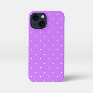 Heliotrope Purple and White Polka Dots Pattern  iPhone 13 Mini Case