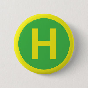 Helipad Sign 2 Inch Round Button