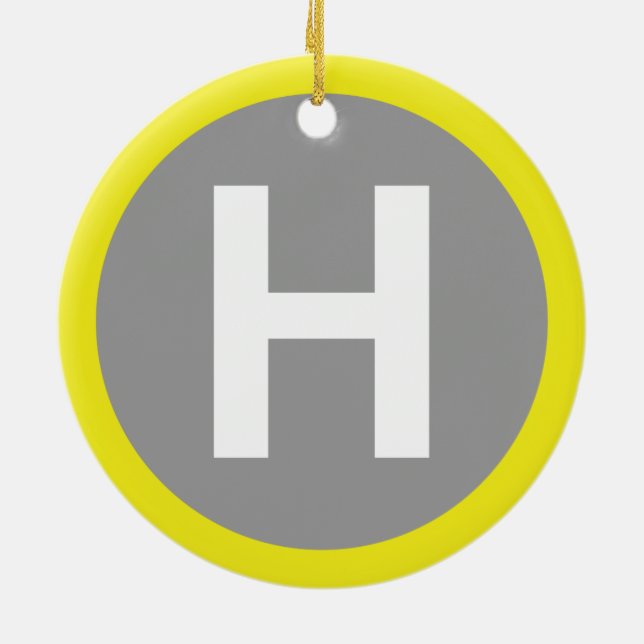 Helipad Sign Ceramic Ornament (Back)