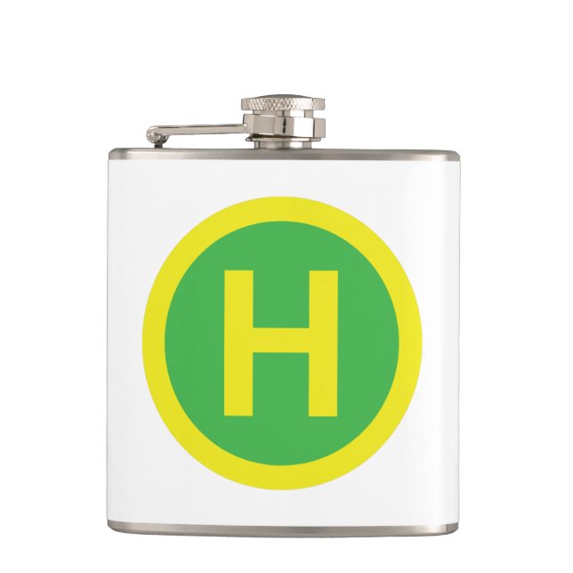 Helipad Sign Hip Flask (Front)