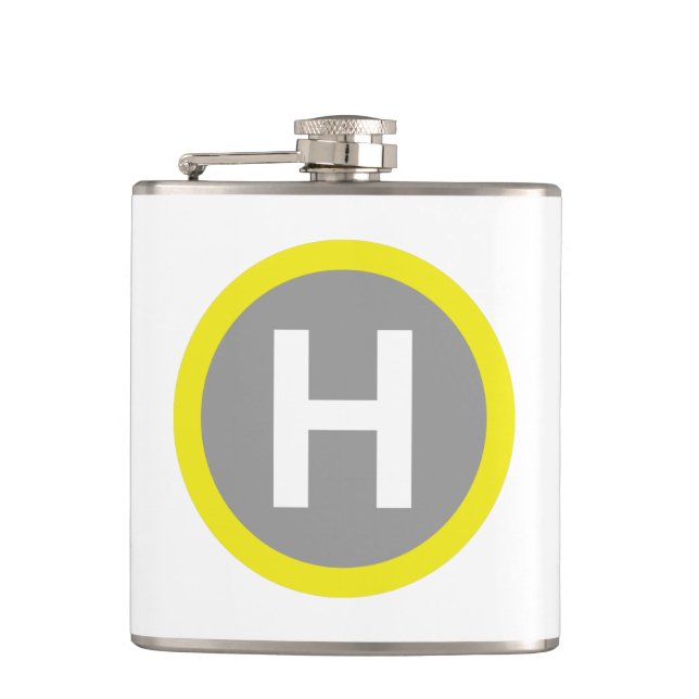 Helipad Sign Hip Flask (Front)