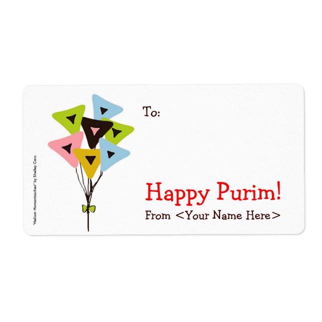 "Helium Hamantaschen" Mishloach Manot Labels (Front)