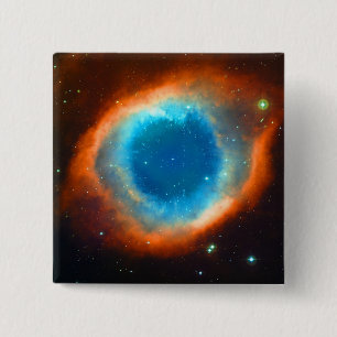 Helix Nebula, Galaxies and Stars 2 Inch Square Button