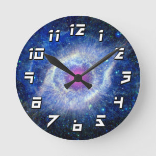 Helix Nebula Ultraviolet Eye of God Space Photo Round Clock