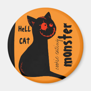 hell black cat Halloween magnet