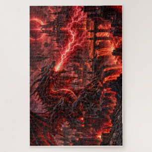 Hell Dragon – Red Lightning Storm Jigsaw Puzzle
