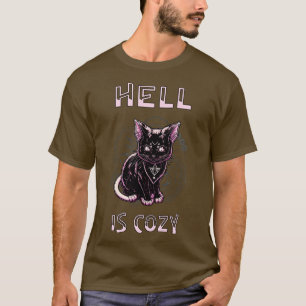 Hell Is Cozy Kitten Satan Goth Baphomet  T-Shirt