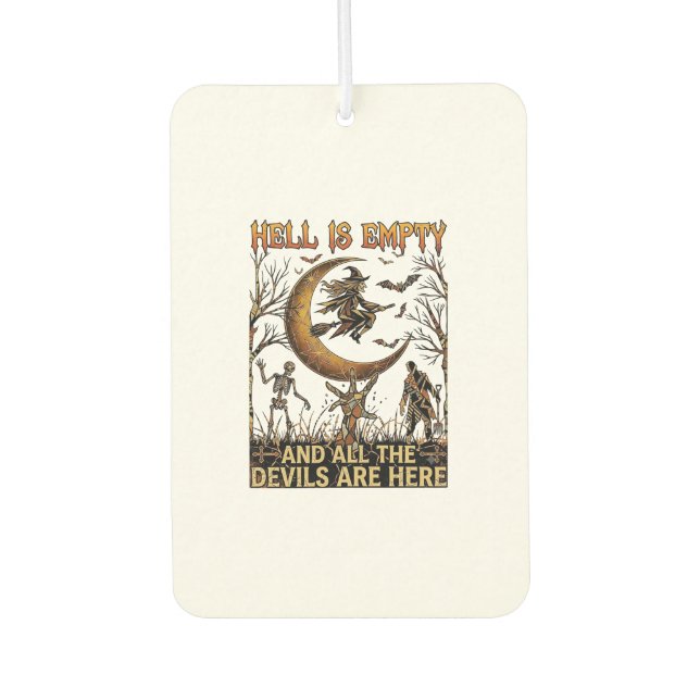 Hell Is Empty Halloween Witch Crescent Moon Skelet Air Freshener (Front)