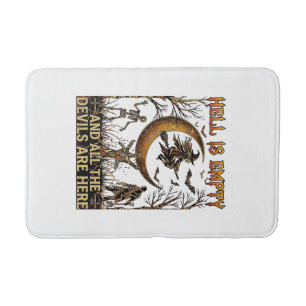 Hell Is Empty Halloween Witch Crescent Moon Skelet Bath Mat