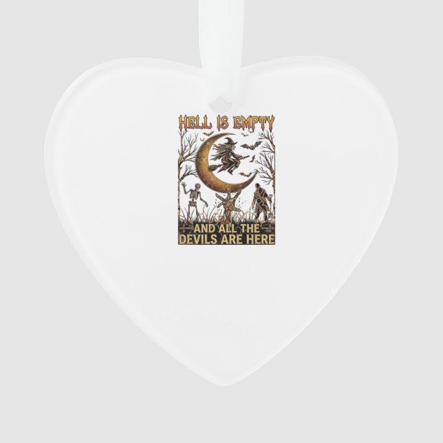 Hell Is Empty Halloween Witch Crescent Moon Skelet Ornament (Front)