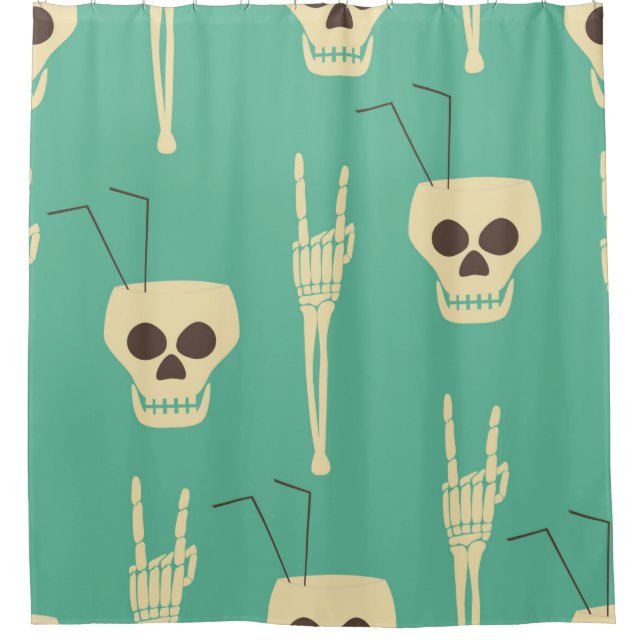 Hell party seamless pattern. Human skulls as goble (Front)